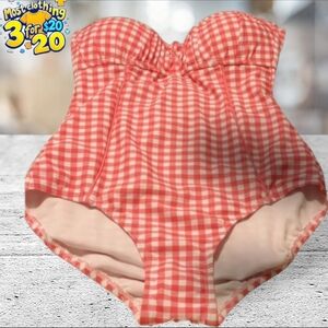 Lauren James gingham print one piece swimsuit size Small